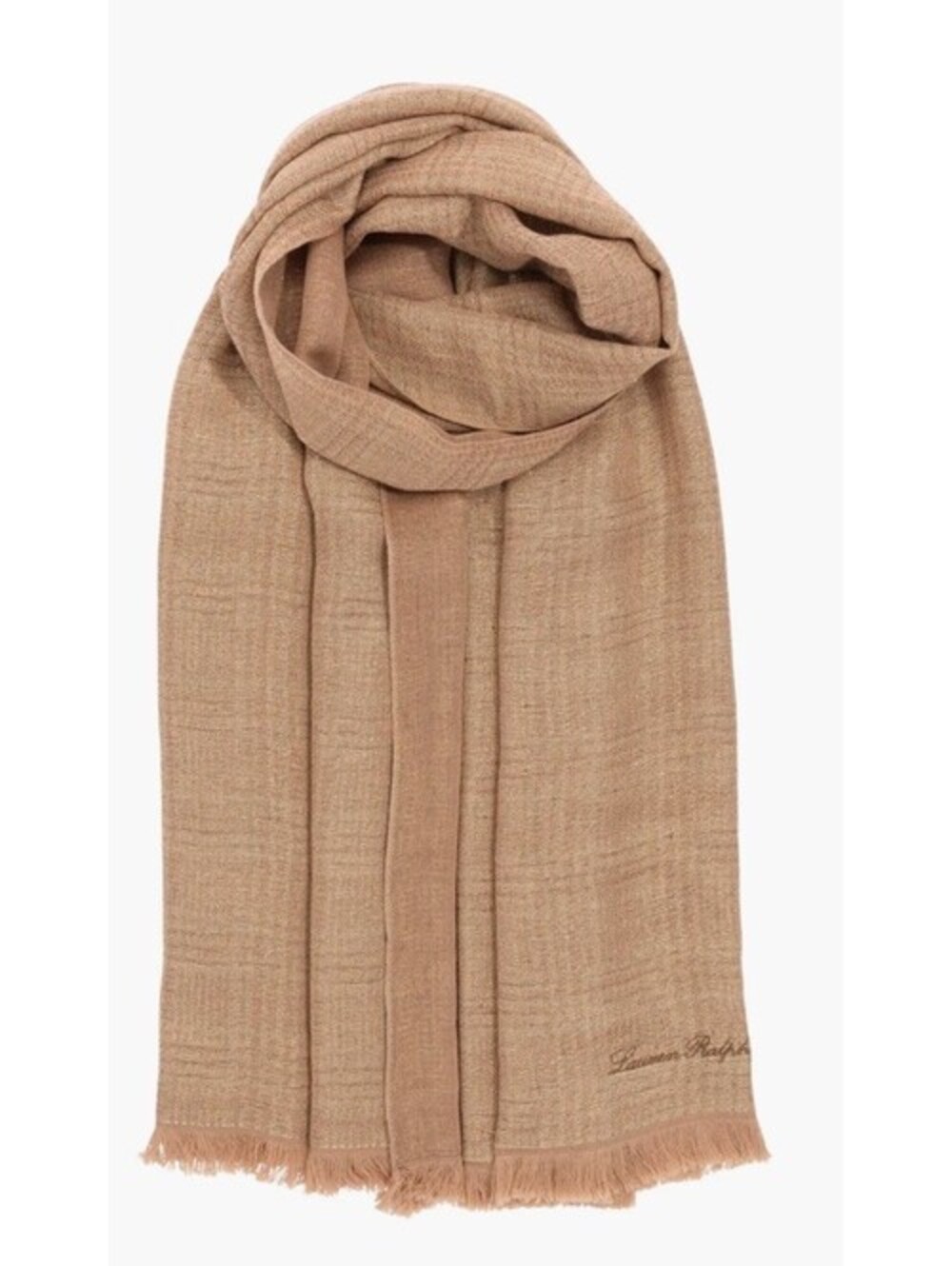 $88 Lauren Ralph Lauren Women’s Double Face Shine Plaid Wrap OS Camel/Gold